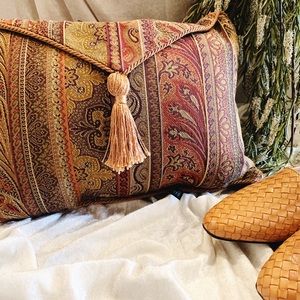 Vintage/Boho Decor Colorful Pillow w/ GOLD Tassle